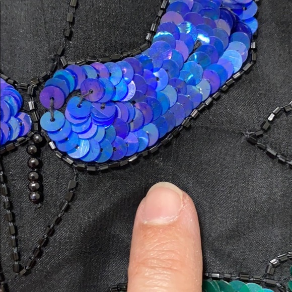 Vintage 80s Beaded Sequin Floral Silk Formal Top - Picture 12 of 13